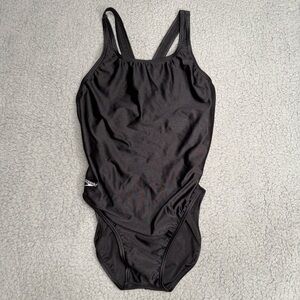 Speedo black one piece swimsuit athletic racerback swimwear size S training